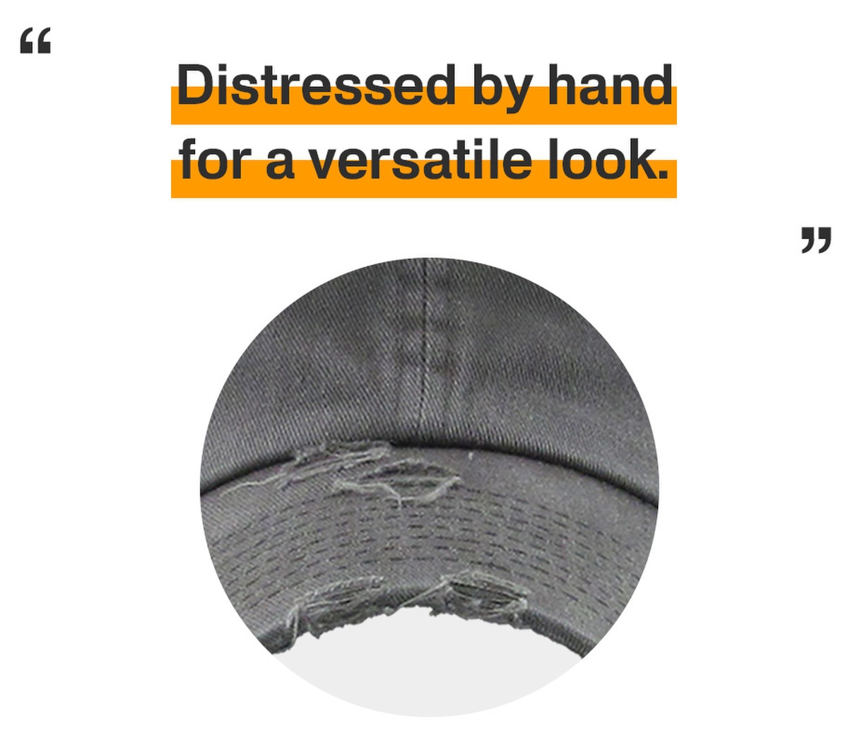 Dark Gray Distressed Vintage Baseball Cap Front View